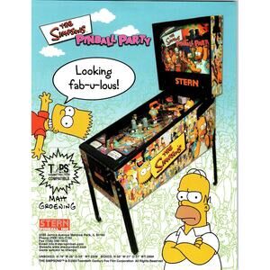 Stern The Simpsons Pinball Party Arcade Machine FLYER Original Vintage Art